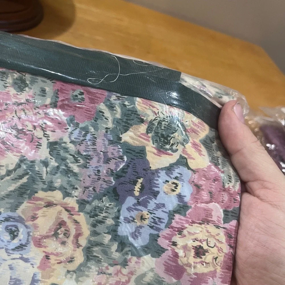Vtg Meadowbrook Full Flat Sheet Floral Pink Purple Blue Cottagecore‎ Made in USA